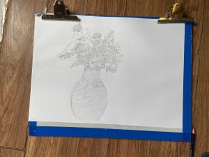 Young girl learnt sketching