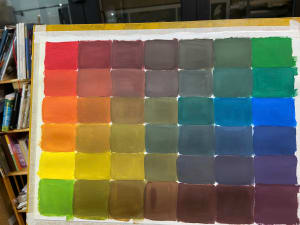 Young girl learn color theory