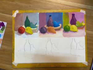 Young girl learnt color theory
