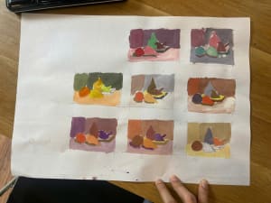 Young girl learnt color theory