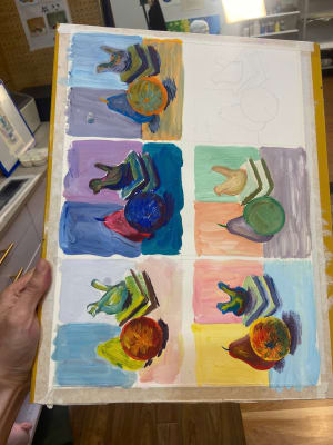 Young girl learnt color theory