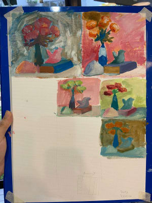 Young girl learned color theory