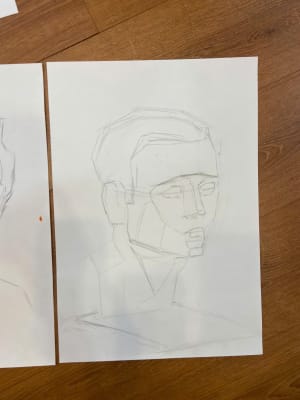 Young man leanrt head drawing