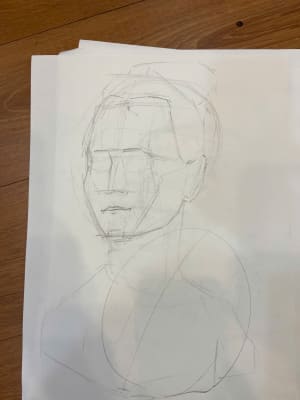Young man leanrt head drawing