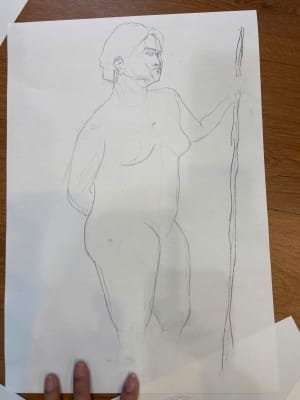 Young man leanrt head drawing