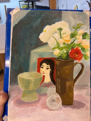 Young girl learned color theory