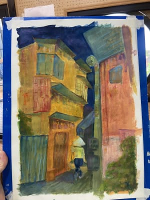 Young girl learned color theory
