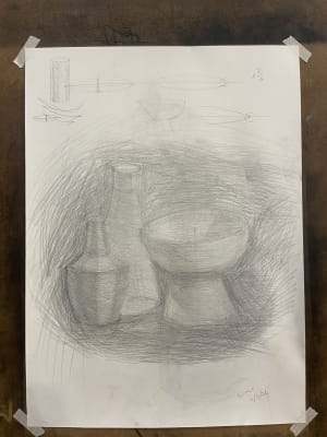 Lady learnt pencil drawing