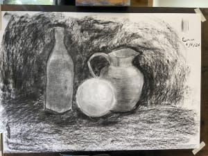 Old lady learnt charcoal