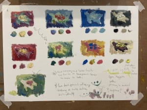 Young girl learnt oil painting