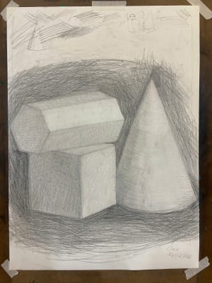 Young girl learnt pencil drawing