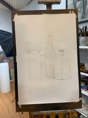young girl learnt pencil drawing
