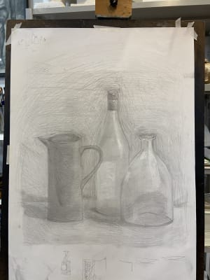 Lady studies pencil basic