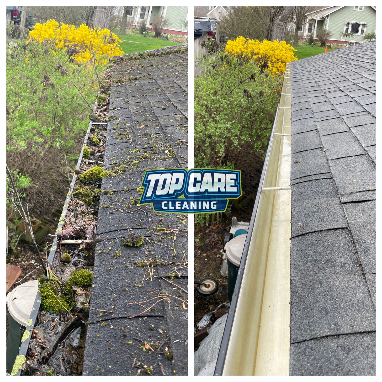 Top Care Cleaning gutter cleaning before and after — Grand Rapids, MI
