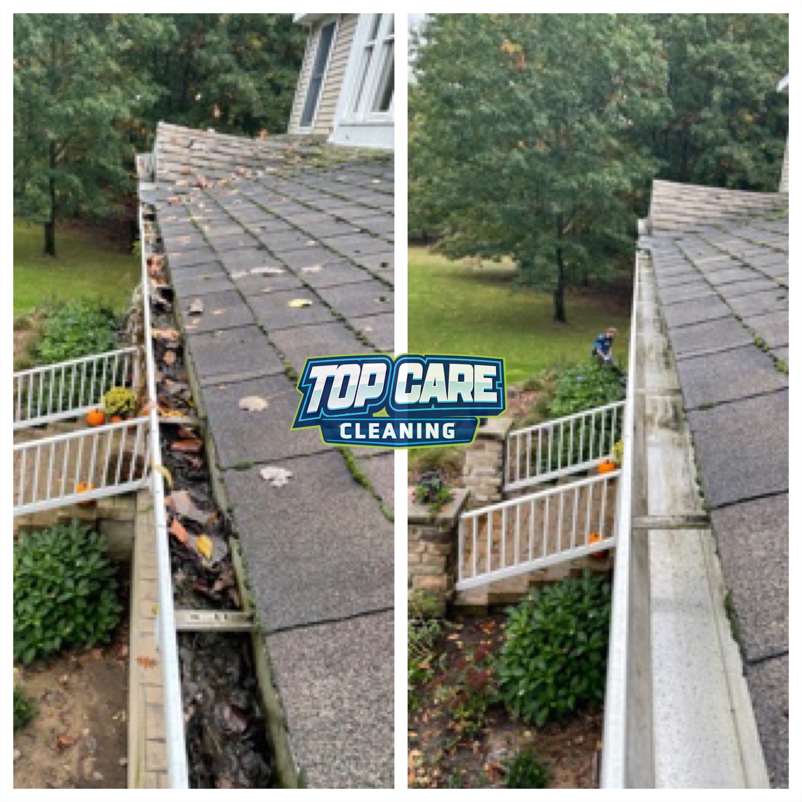 Top Care Cleaning gutter cleaning before and after — Grand Rapids, MI