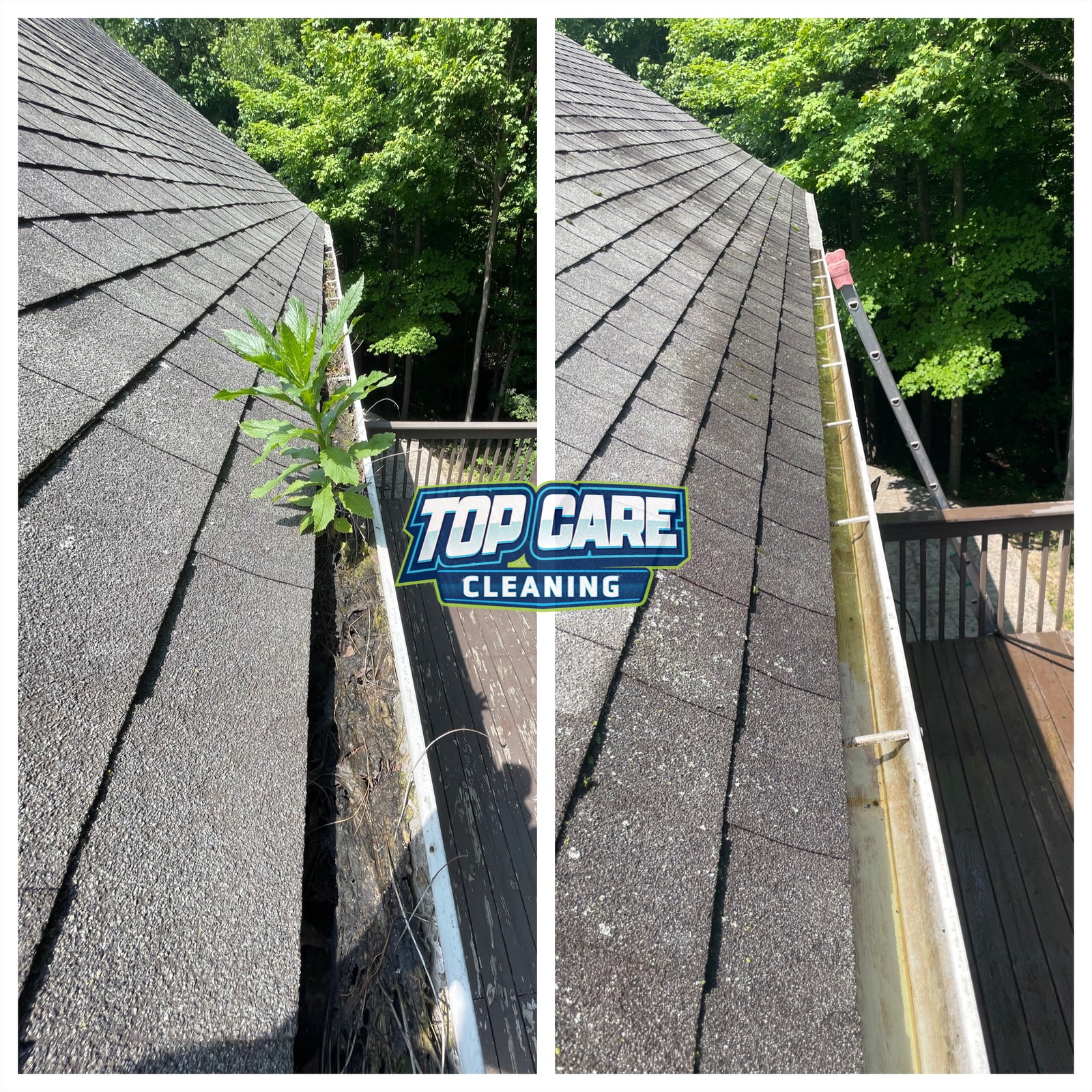 Top Care Cleaning gutter cleaning before-and-after — Grand Rapids, MI