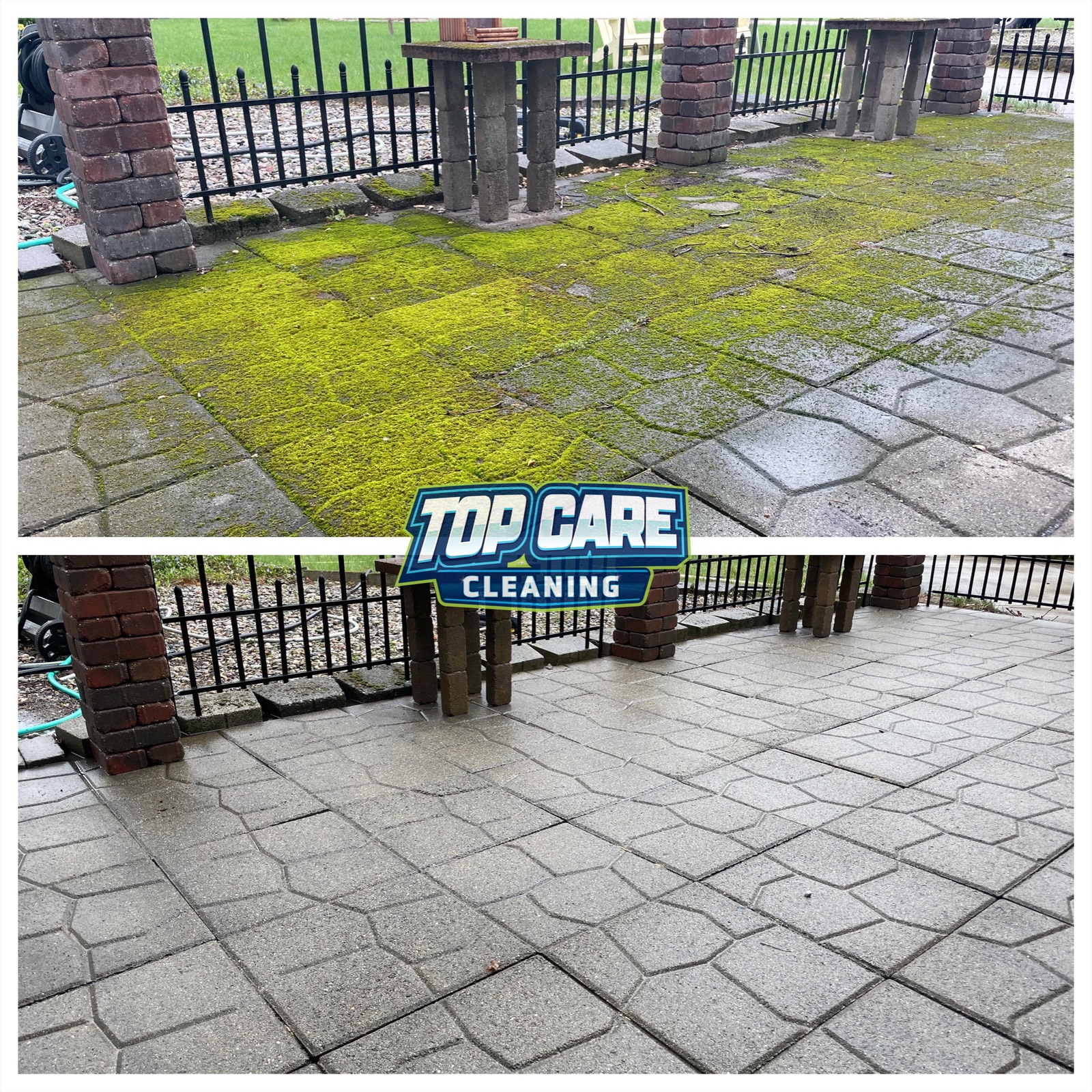 Top Care Cleaning brick power-washing before and after — Grand Rapids, MI