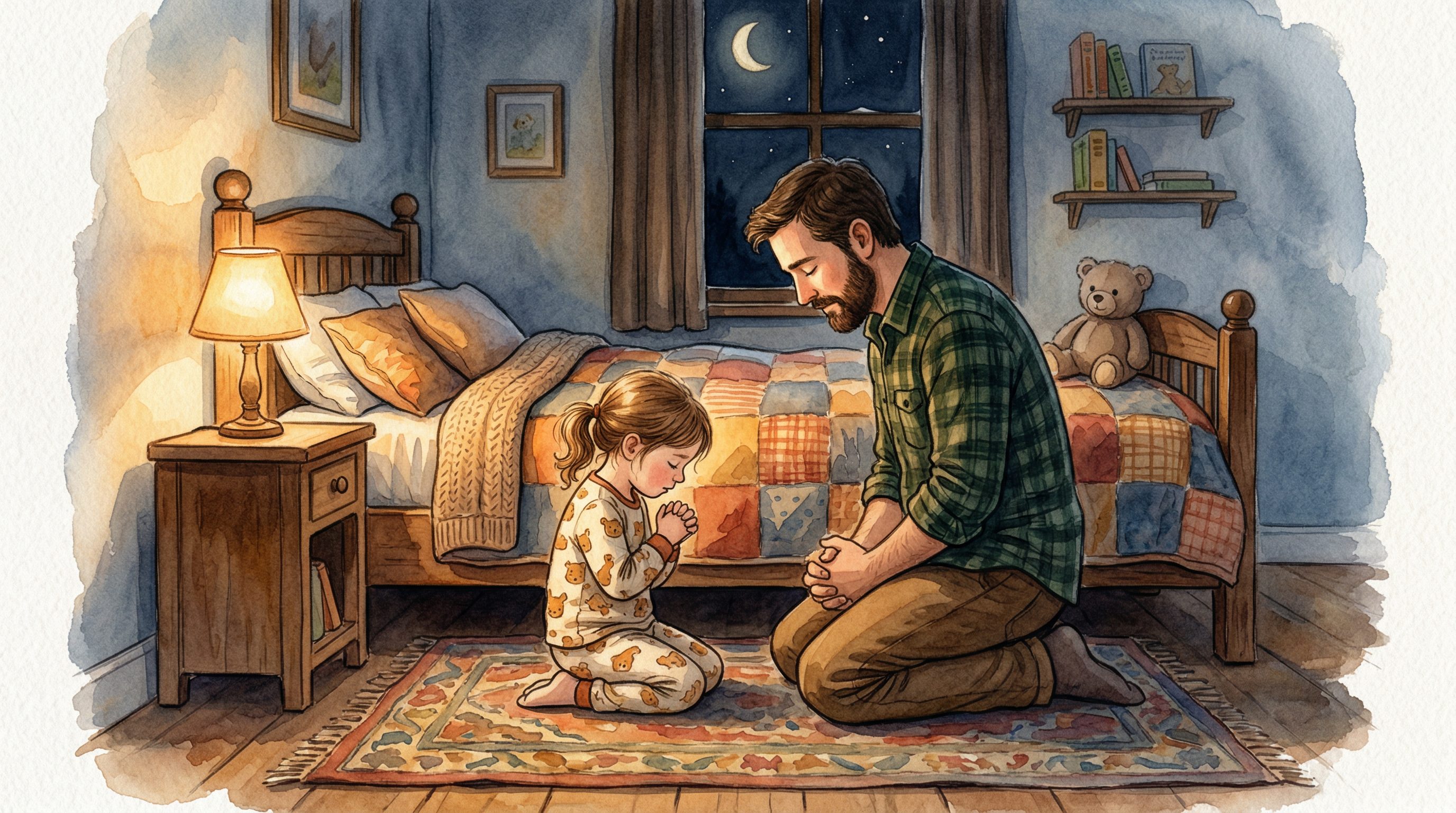 Father and child devotional moment