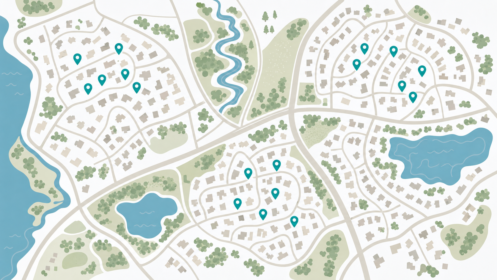 Top Care Cleaning job map showing geographic cluster of bookings in a single ZIP code and street-level repeat bookings
