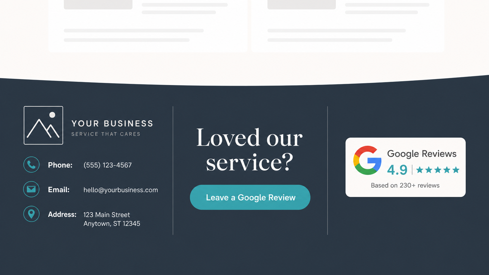 Top Care Cleaning website footer with embedded review CTA — TODO: Alex to capture and upload