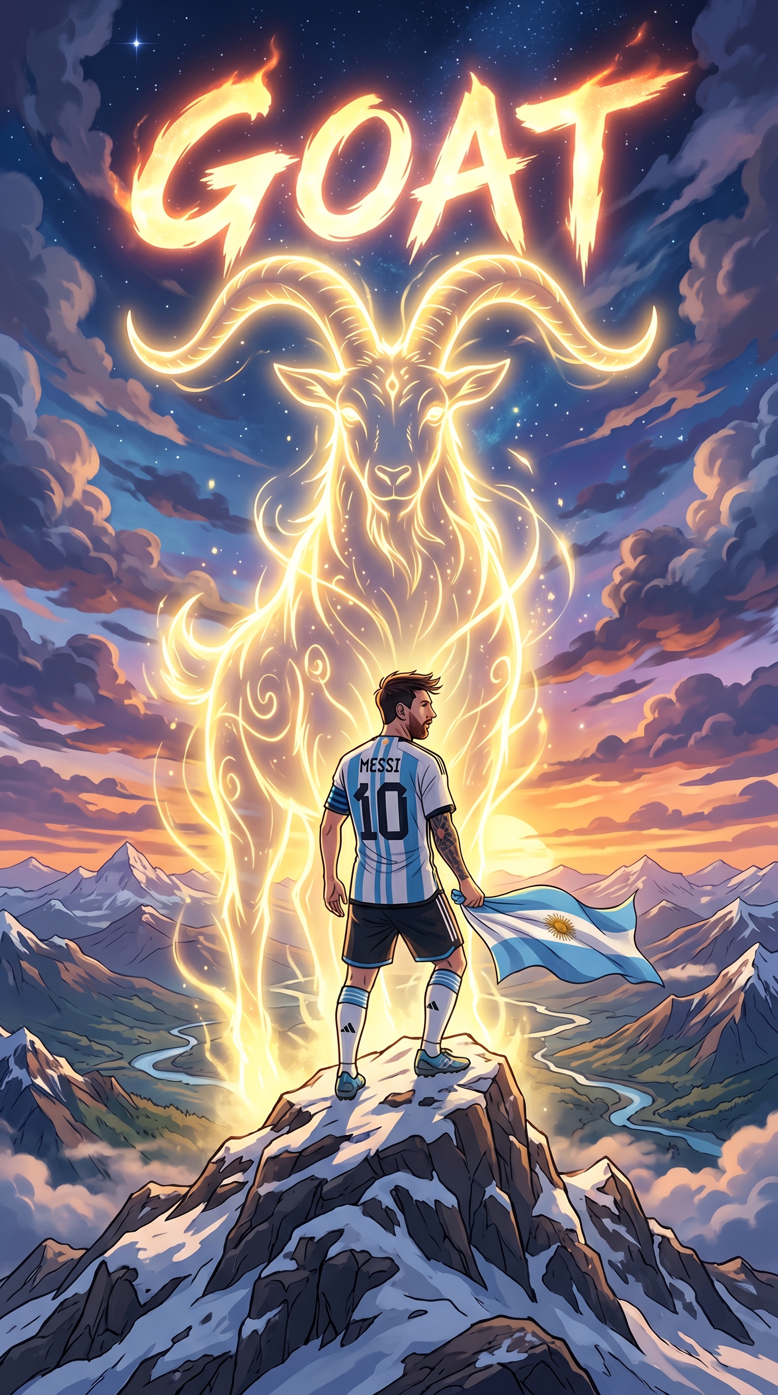 Hình nền Messi M10 với hào quang GOAT rực rỡ