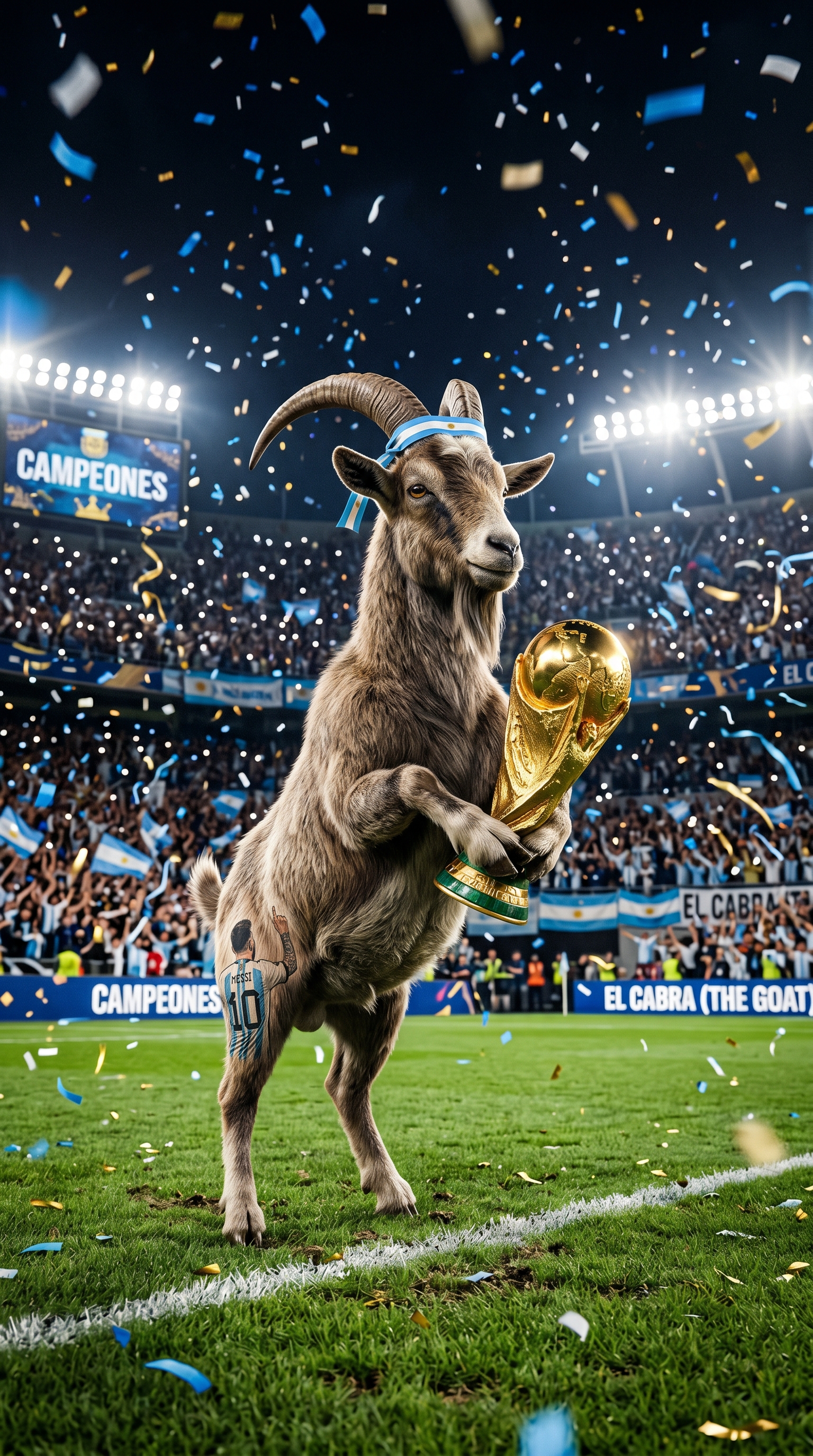 Dê mặc áo số 10 Messi siêu thực trên sân cỏ