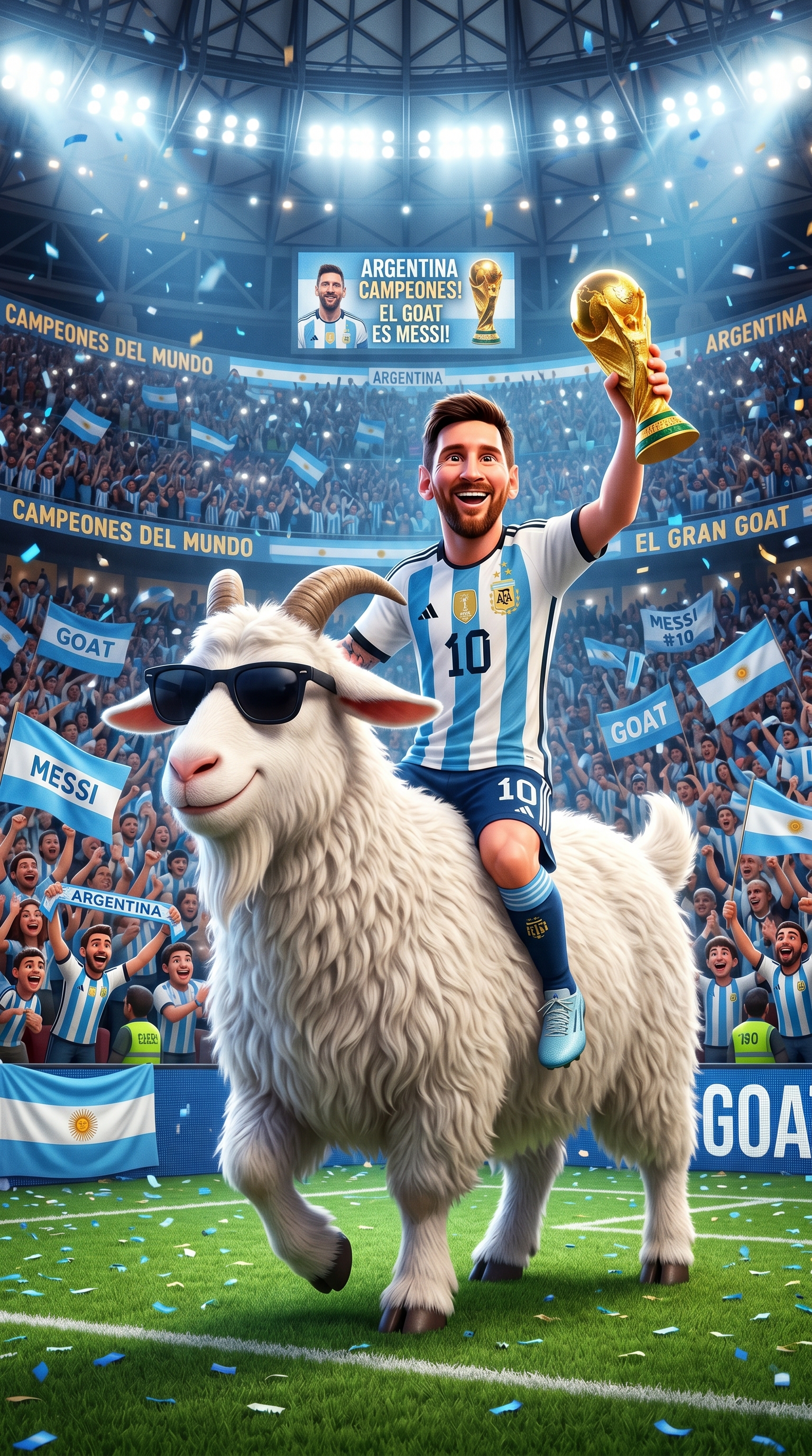 Messi phong cách Chibi đáng yêu đập tay cùng Dê