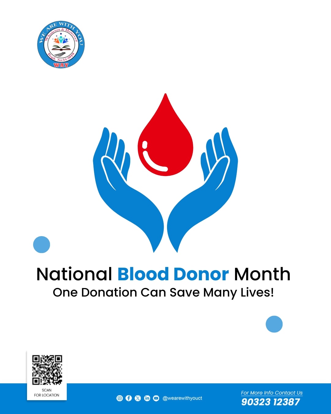 National Blood Donor Month poster for We Are With You Charitable Trust