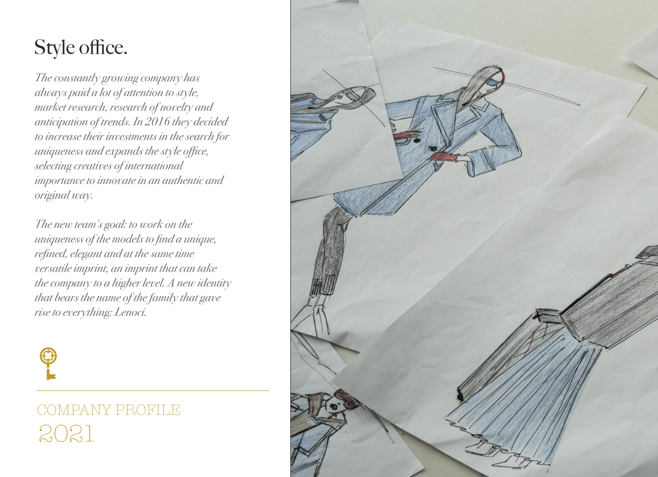 Hand-drawn fashion design sketches