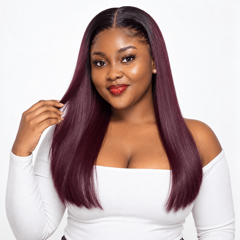 Sleek curly dark lace front wig
