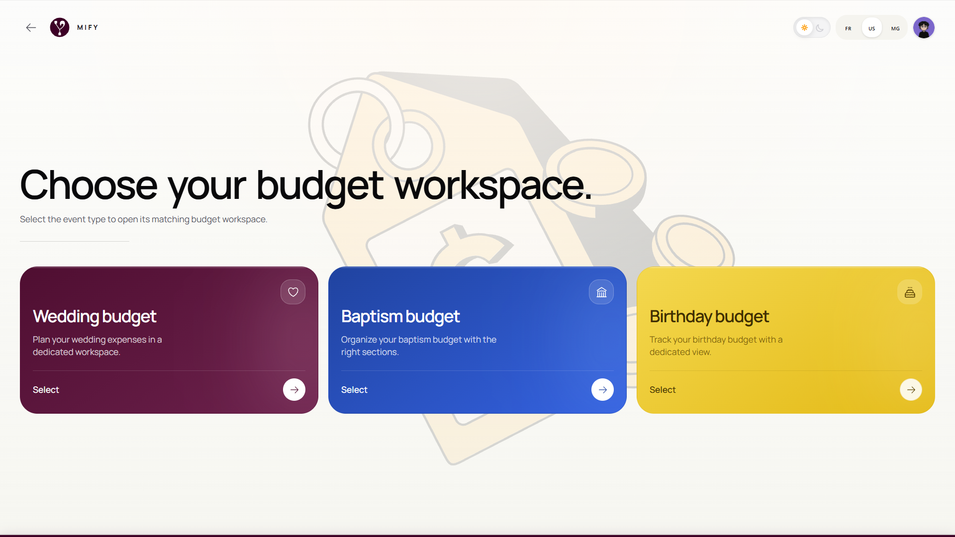 Budget Type Selection