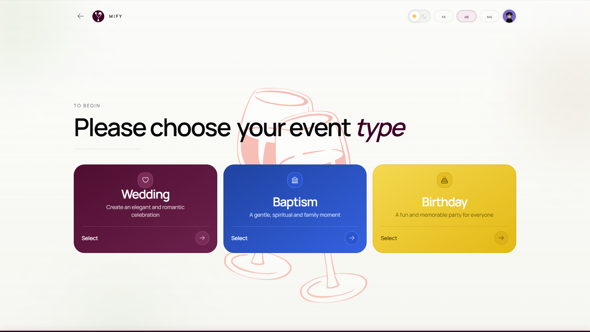 Event Type Selection