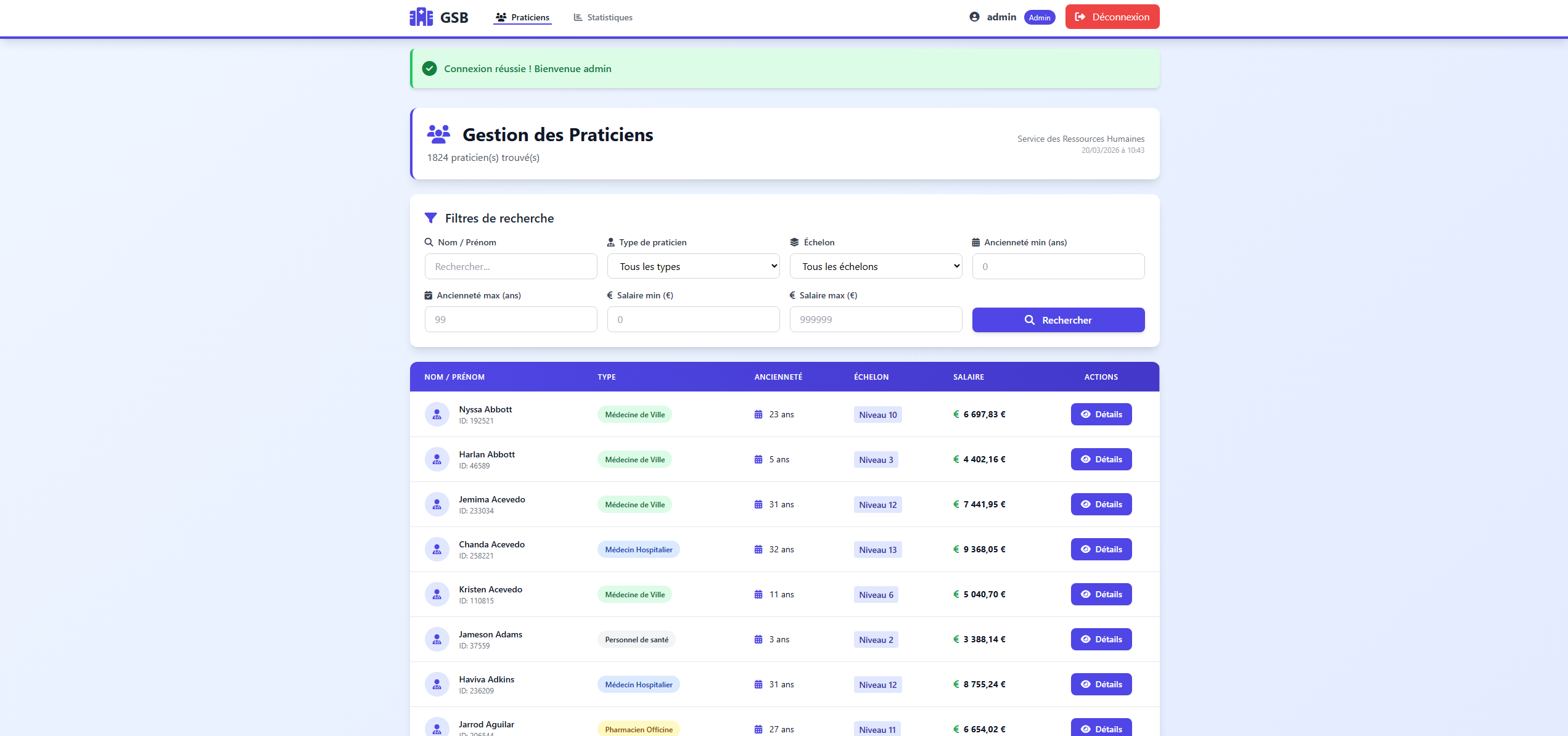 Liste praticiens