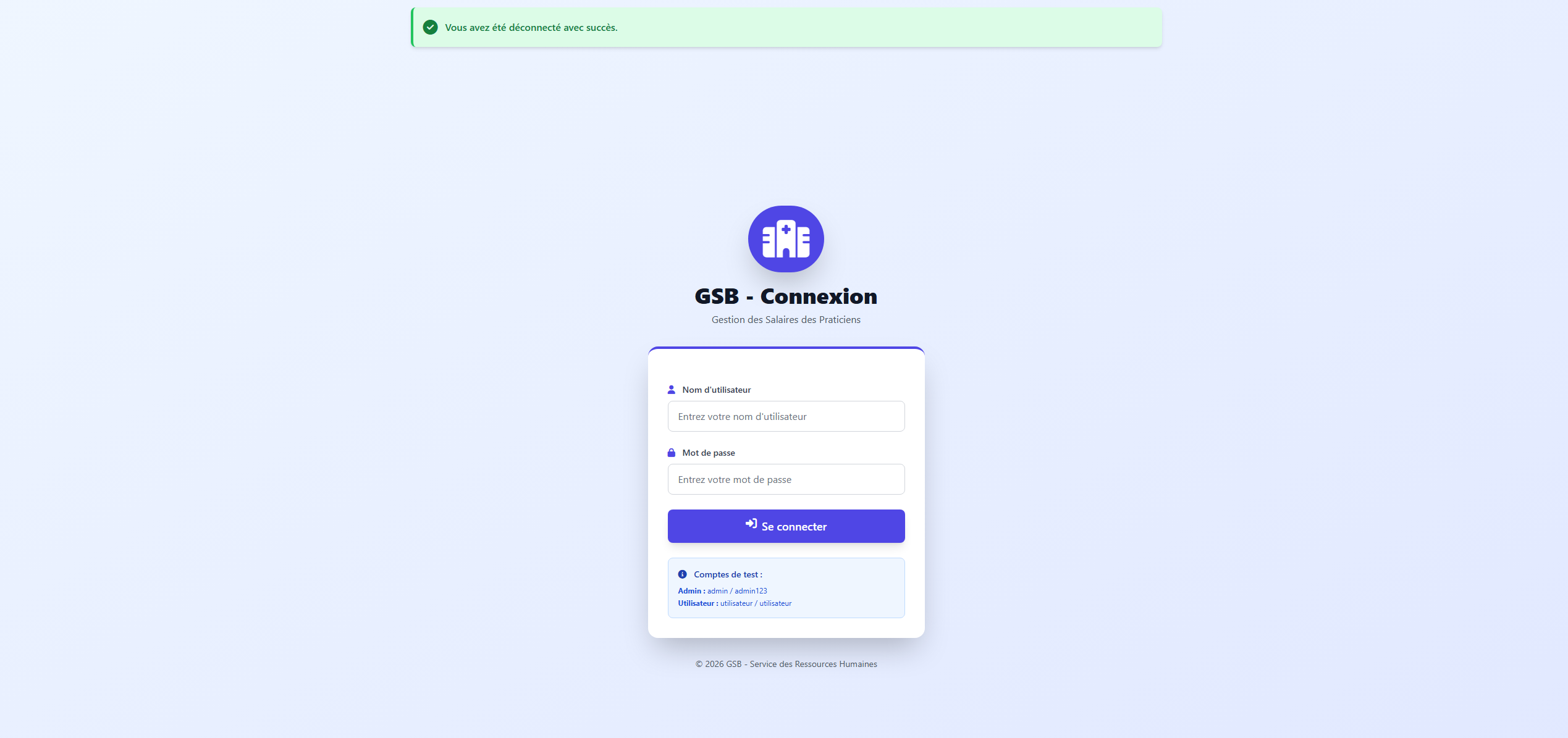 Connexion Laravel GSB