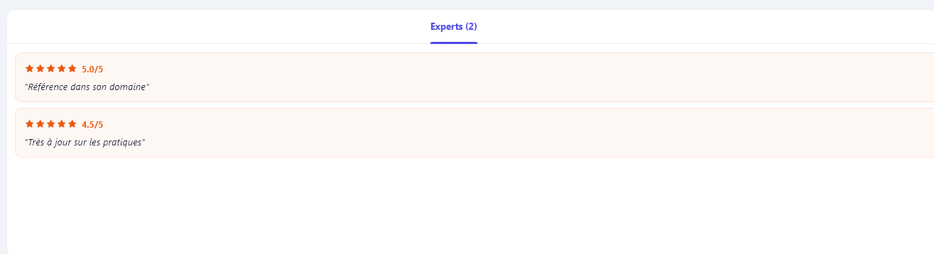 Onglet Experts