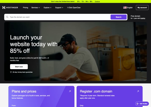 Hostinger OpenClaw Hosting screenshot 1