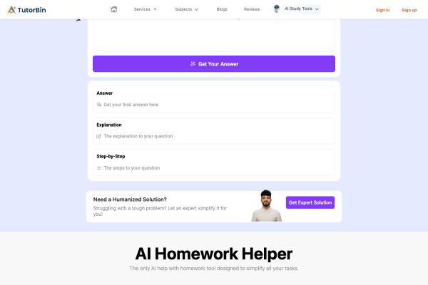 TutorBin AI Homework Helper screenshot 1
