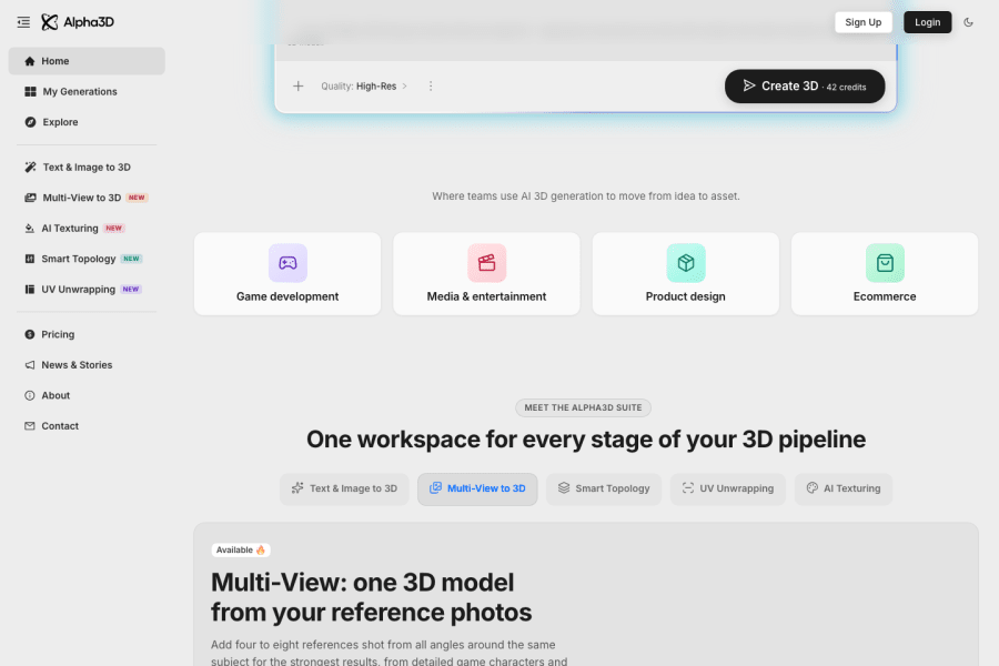 Alpha3D — 3D AI tool screenshot