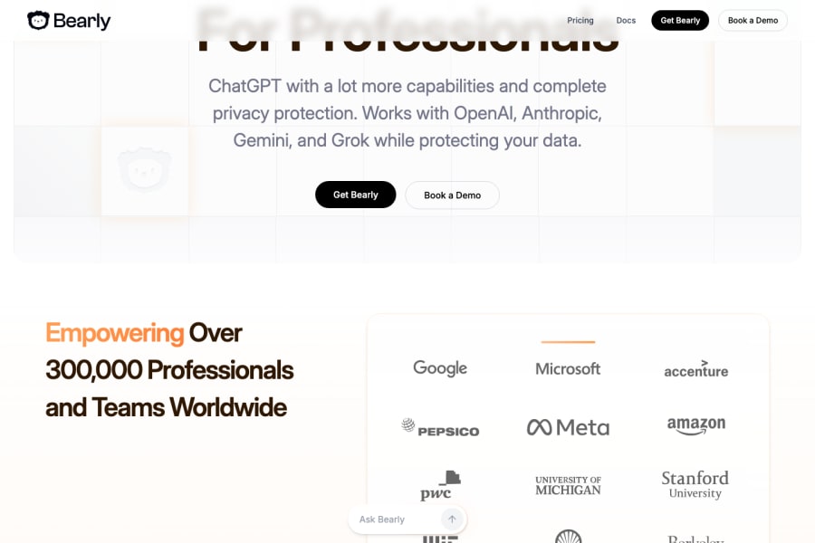 Bearly AI — Text AI tool screenshot