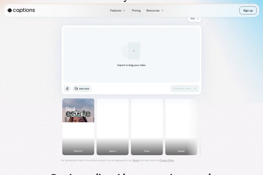Captions — Video AI tool screenshot