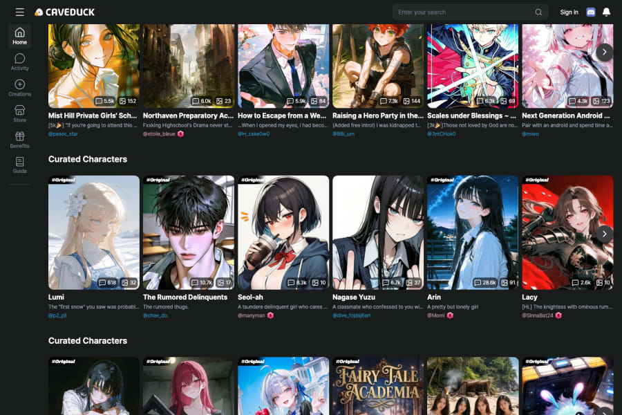 Caveduck — NSFW AI tool screenshot