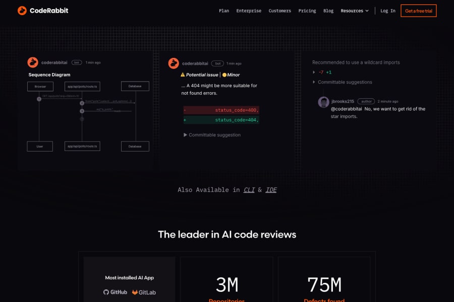 CodeRabbit CLI — Code AI tool screenshot