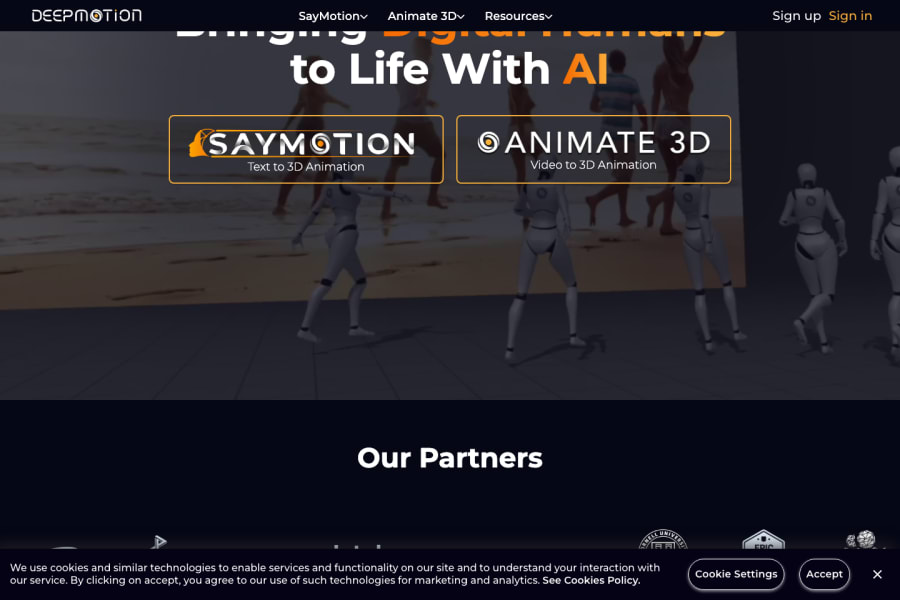 DeepMotion — 3D AI tool screenshot