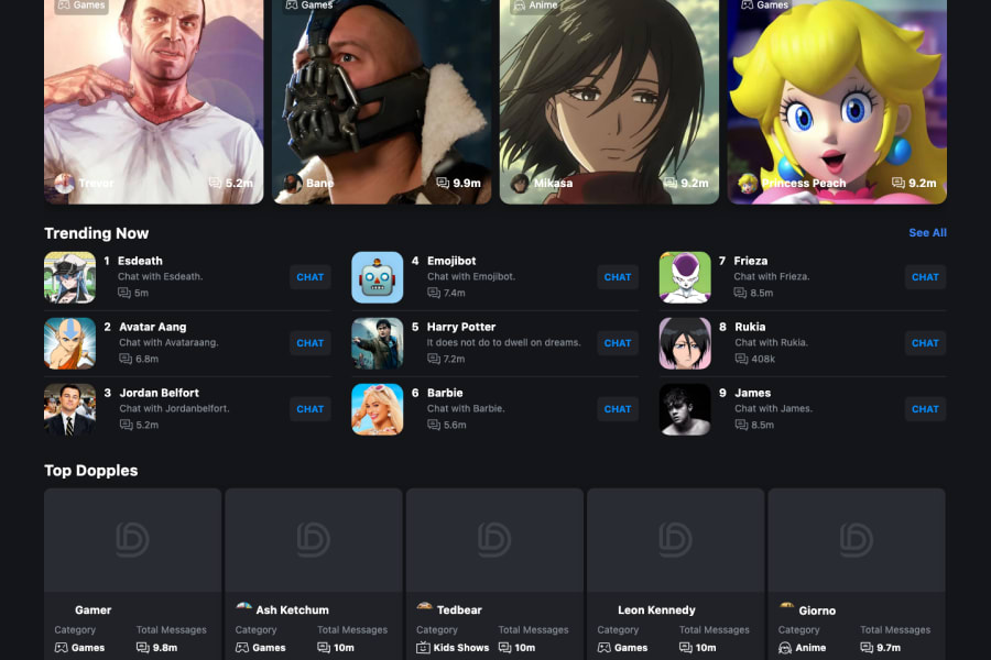 Dopple — NSFW AI tool screenshot