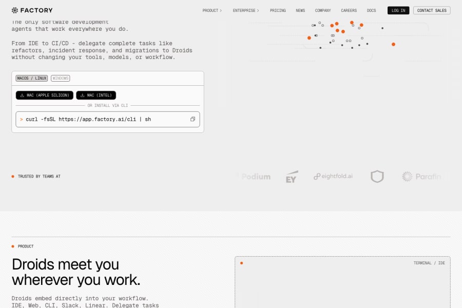 Factory AI — Code AI tool screenshot