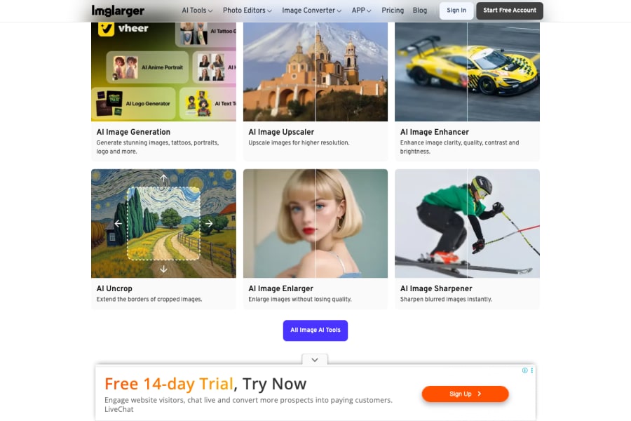 ImgLarger — Image AI tool screenshot