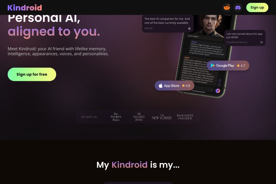 Kindroid — NSFW AI tool screenshot