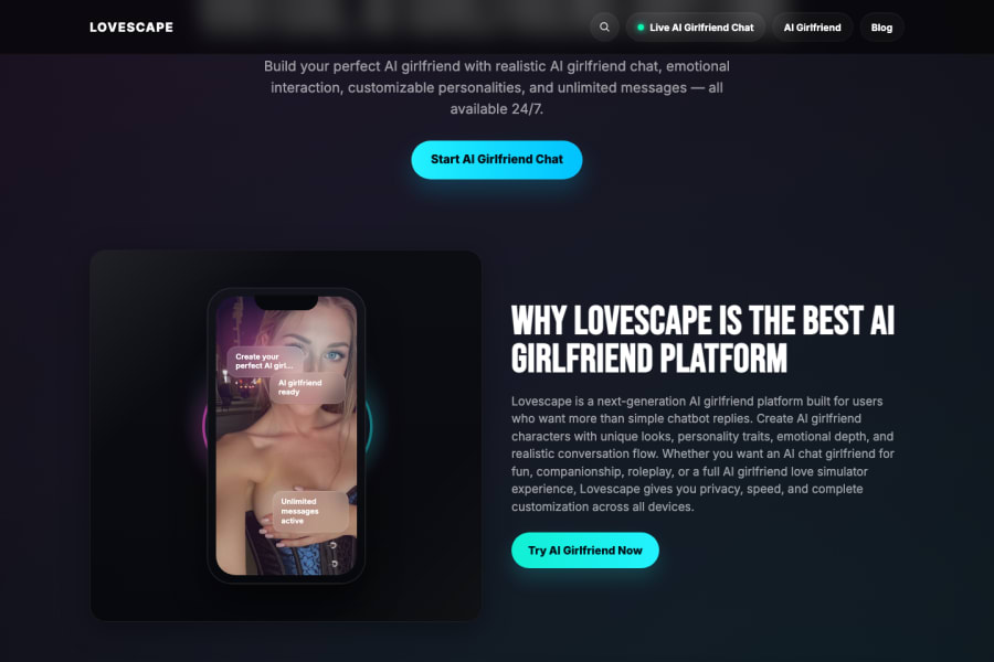 Lovescape — NSFW AI tool screenshot