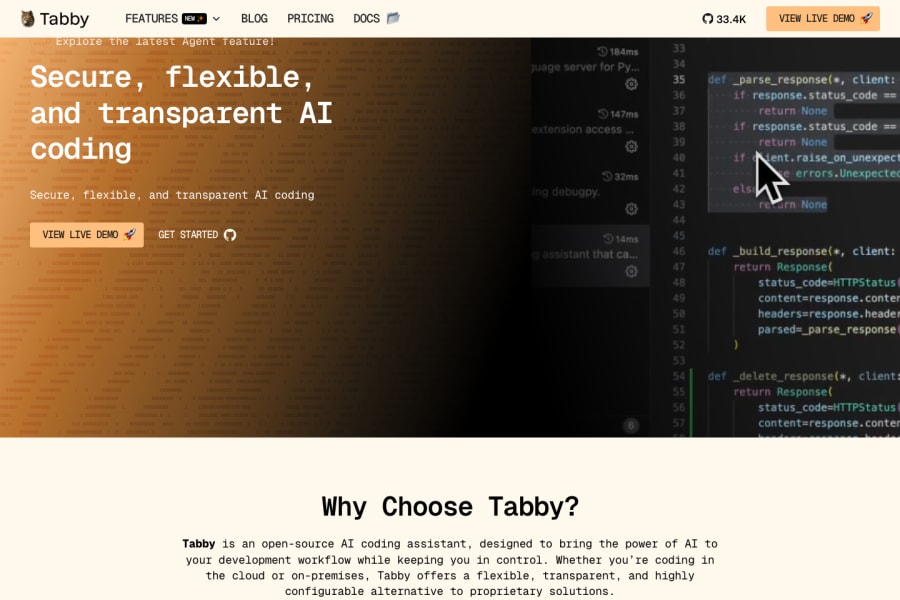 Tabby — Code AI tool screenshot