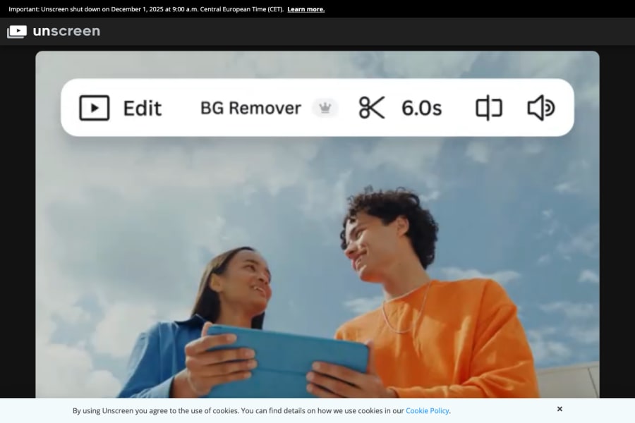 Unscreen — Video AI tool screenshot